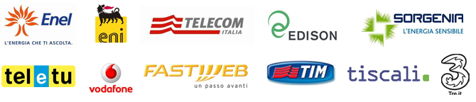 enel, eni, telecom, edison, sorgenia, teletu, tim, vodafone, tiscali, 3, fastweb